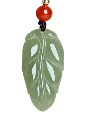 和田玉树叶金枝玉叶吊坠挂件玉佩