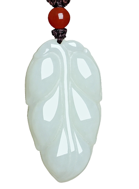 天然和田玉挂件毛衣链树叶吊坠