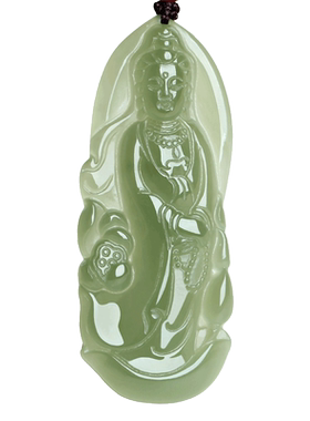 和田玉观音菩萨吊坠挂件男款玉牌