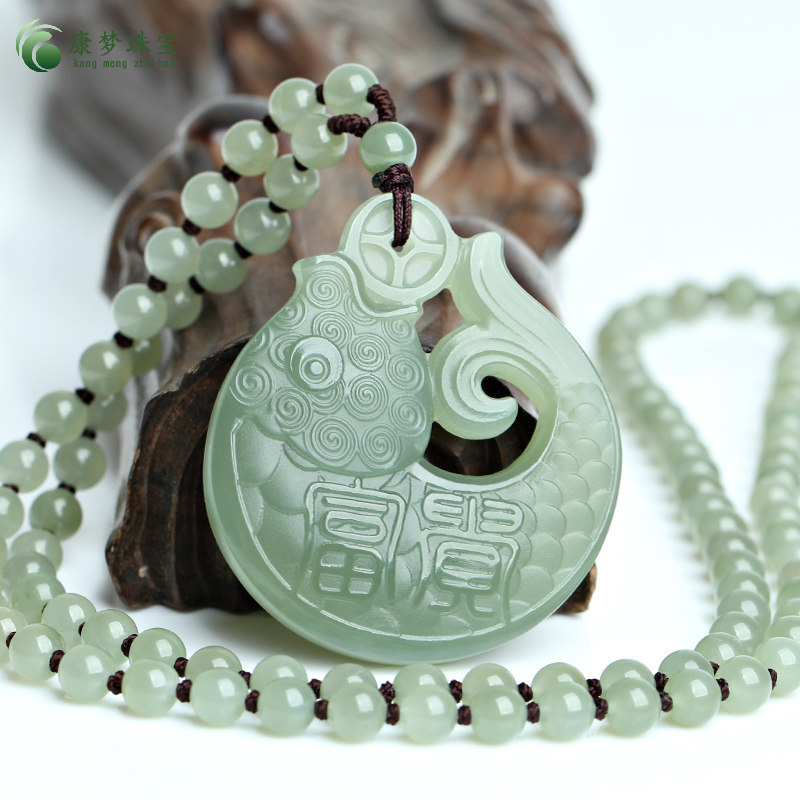 天然和田玉鱼吊坠青玉年年有余挂件玉佩男女款玉石项链饰品玉佩