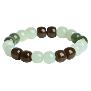 天然新疆和田玉手链苹果珠手串男女款玉石饰品单珠9*10mm20颗