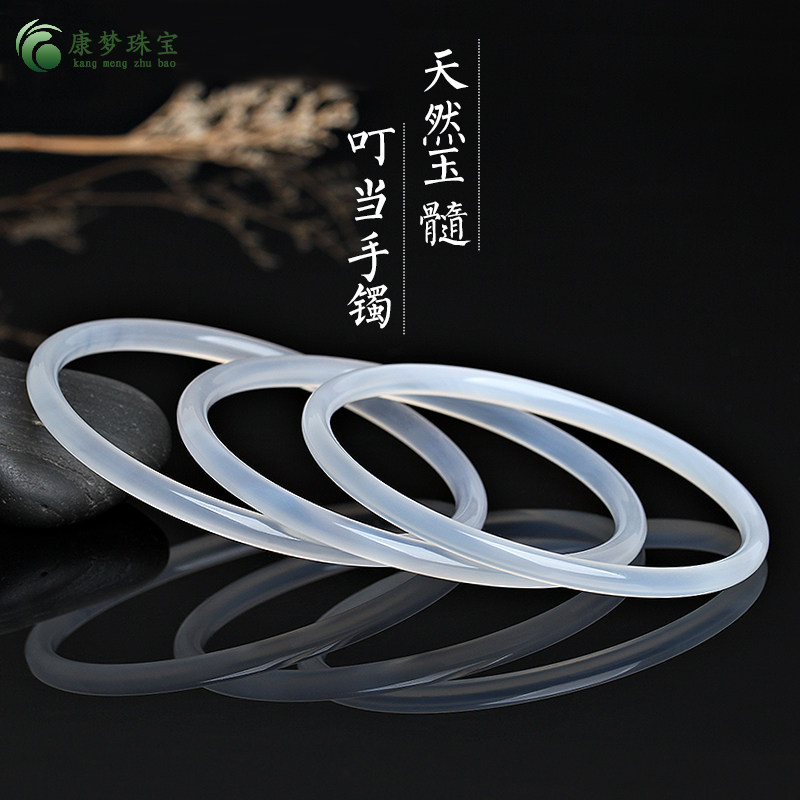 天然冰种白玉髓叮当镯少女风镯子细圆条手镯细款玉镯送妈妈送女友