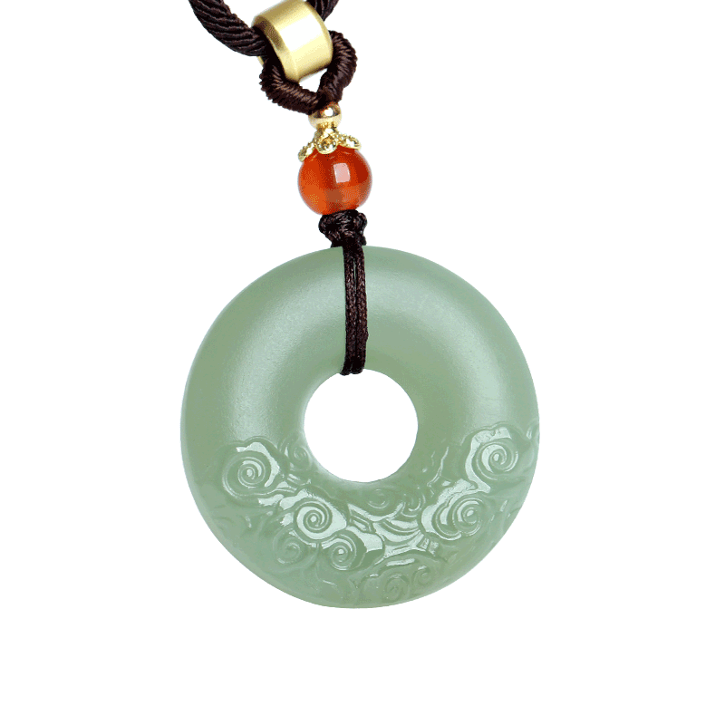 和田玉祥云平安扣玉吊坠挂件玉佩