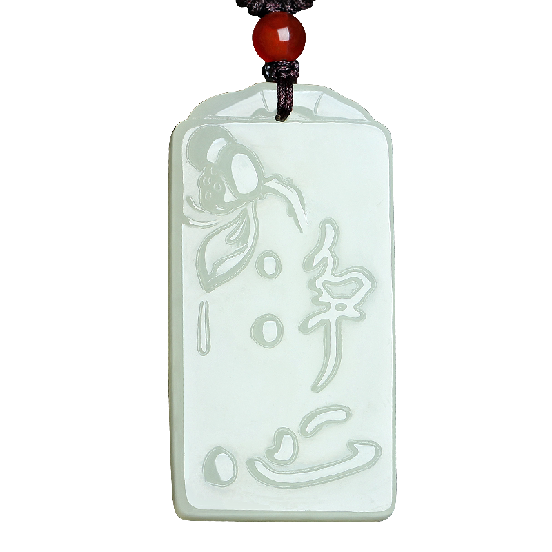 天然白玉莲花男女款项链饰品吊坠