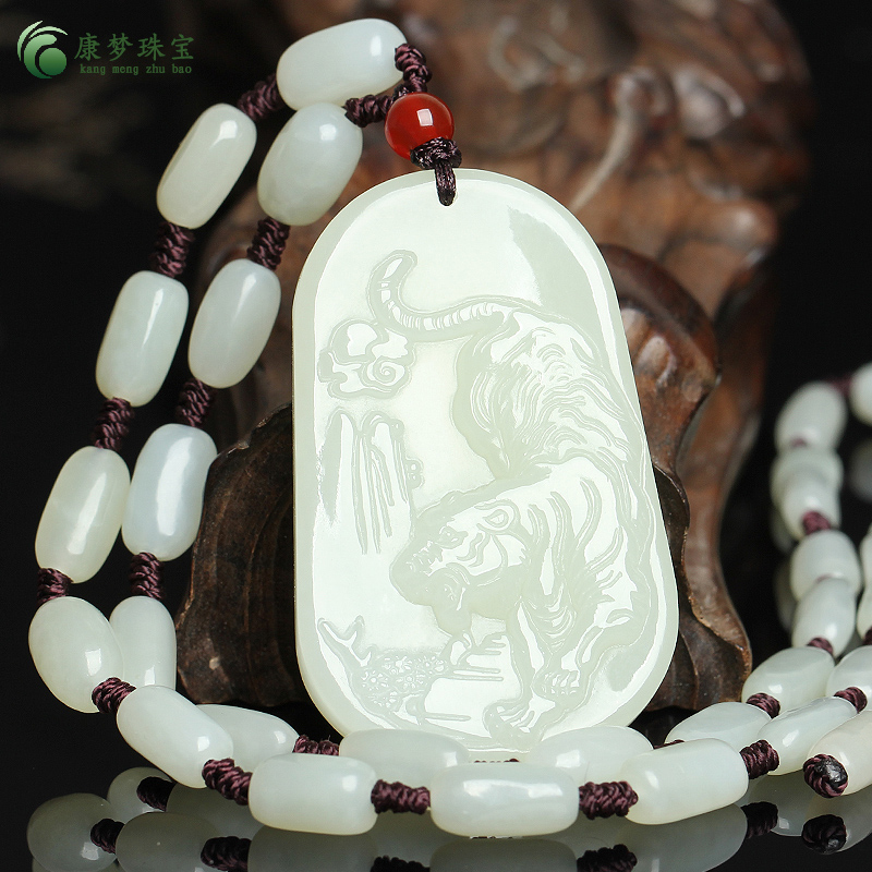 新疆和田玉下山虎吊坠挂件项链