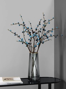 北欧式彷真花叉海棠果客厅餐桌室内茶几花艺插花绢花假花装饰摆件