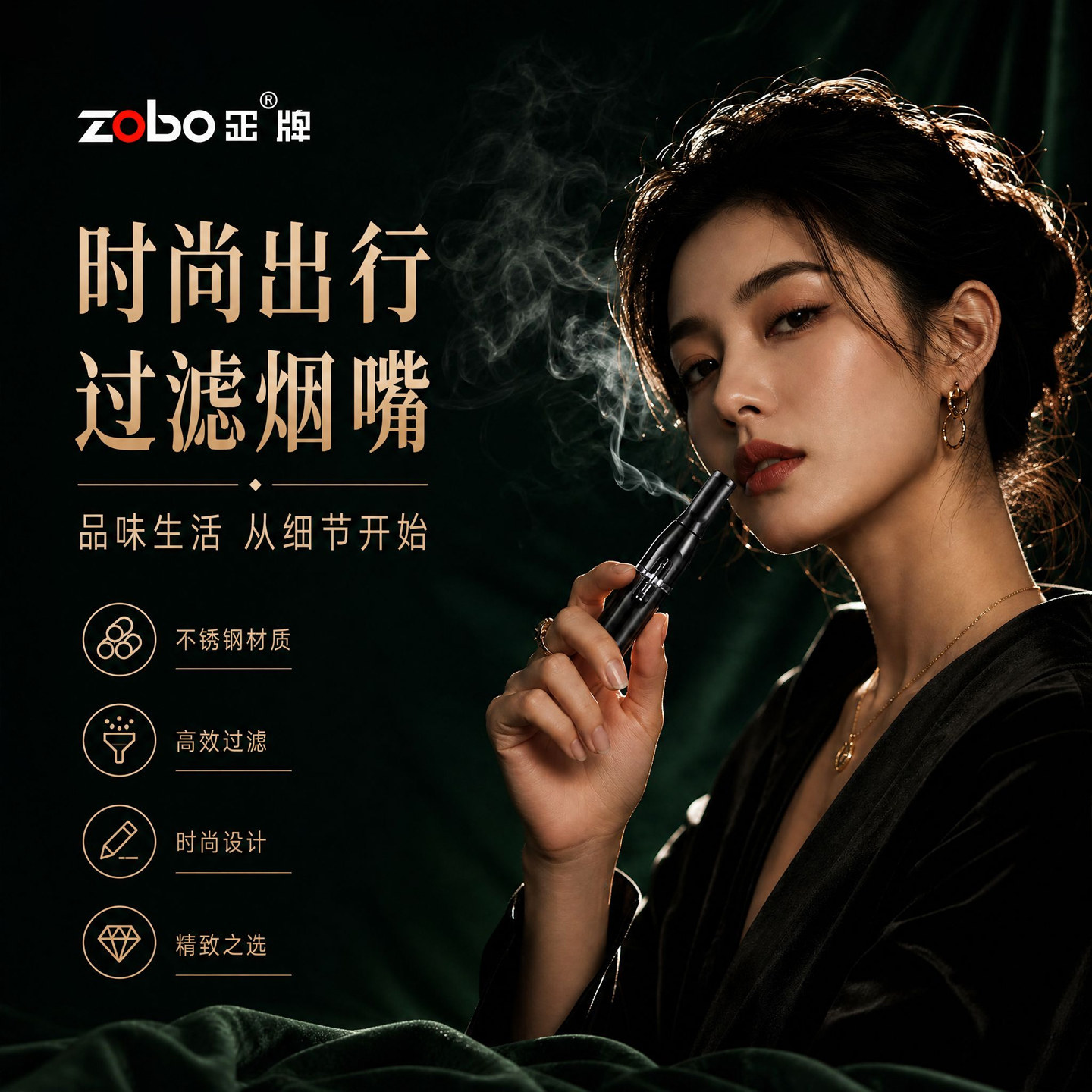 ZOBO正牌正品烟嘴过滤器循环型可清洗粗中细支三用男女士滤嘴高档
