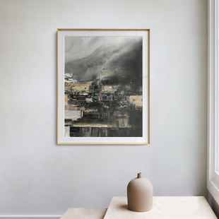 Lerin水墨风景装 饰画城市印象建筑挂画 瑞典画家Lars 不够艺术