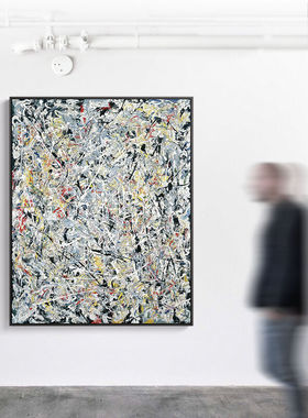 不够艺术jacksonpollock巨幅抽象玄关装饰画竖版过道挂画走廊壁画