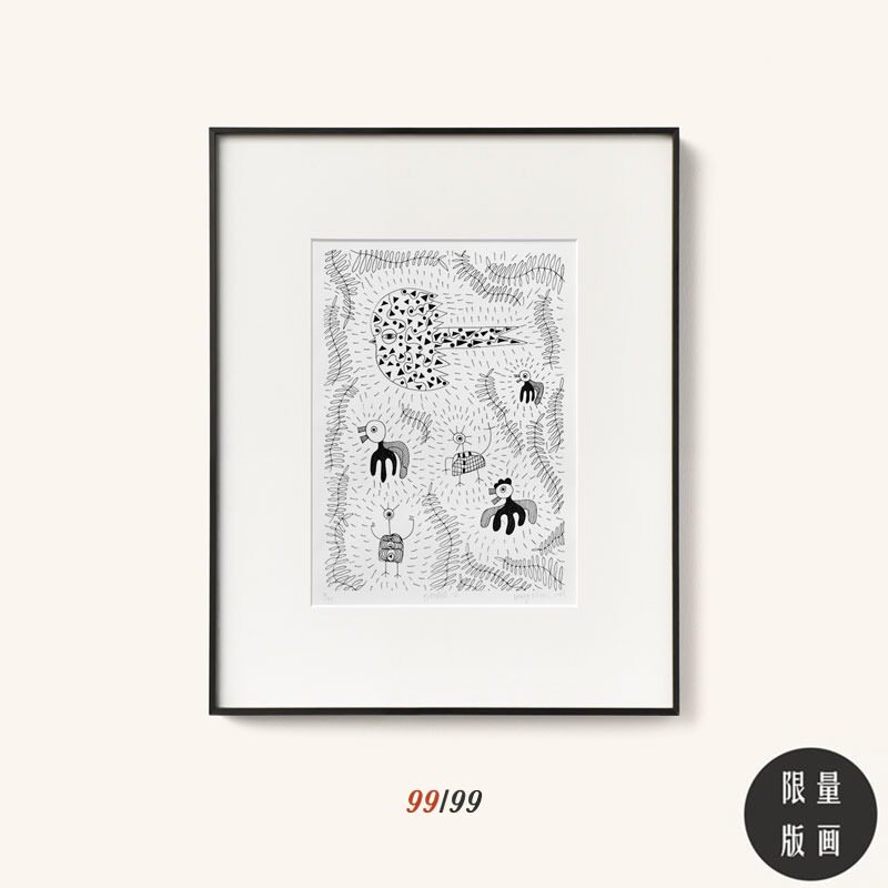 【视觉日记】艺术家x王帅 全球限量99版画黑白线条亲笔手写签名画