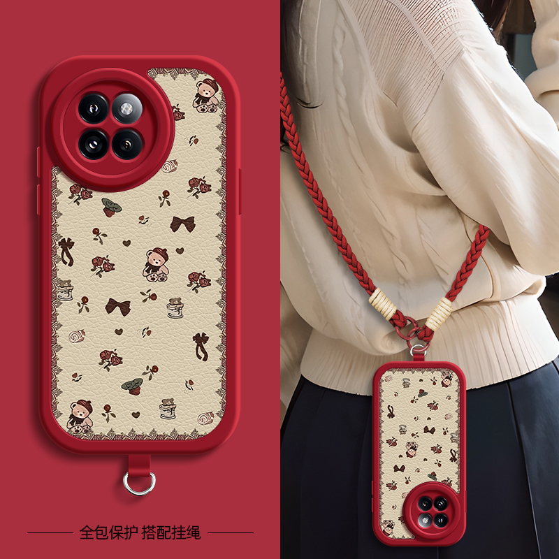 适用小米civi5pro手机壳玫瑰小熊小米civi4pro/3/2带挂绳小米Mix4保护套civi女civi1s新款cv镜头全包防摔外壳