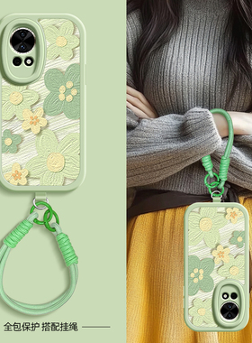 绿机理花适用华为nova13手机壳nova12pro保护套nove11/10/9/8/7/6/5新款ultra带挂绳8se活力版全包防摔网红