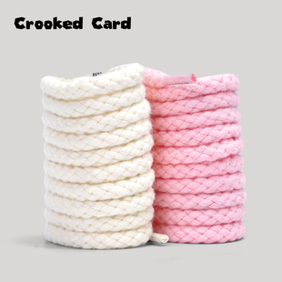 CARD 板鞋 歪牌设计师 带适配面包鞋 潮 粉色圆绳棉麻加粗鞋 CROOKED