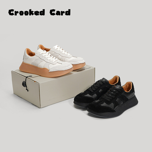 休闲软底情侣男女板鞋 真皮德训鞋 潮 Card歪牌设计师丑萌鞋 Crooked