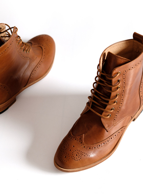 |女靴|真皮底 Wingtip Boot 系带靴子 可选配皮毛一体羊绒 布洛克