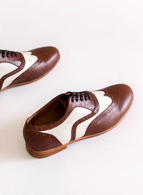 |男鞋|真皮底 wingtip 拼色系带皮鞋 Swing鞋 摇摆舞鞋 Lindy Hop