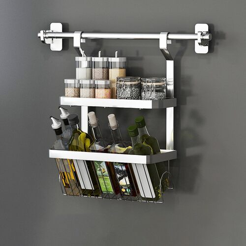 不锈钢壁挂加厚免打孔碗碟调料架