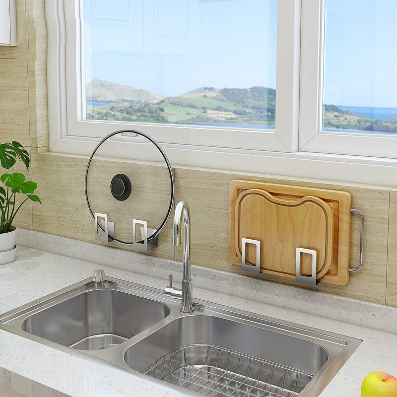 壁挂式免打孔锅盖架厨房置物架