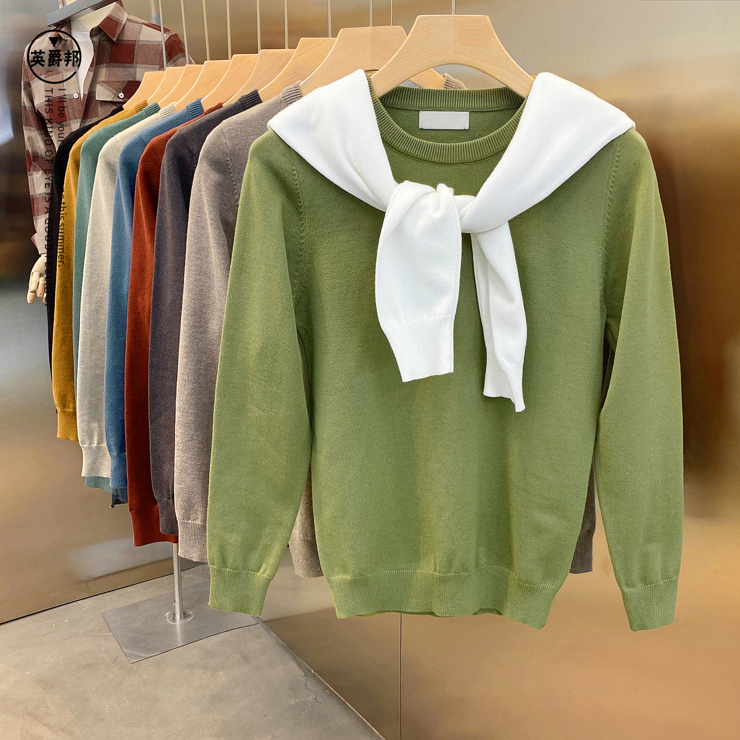 毛衣男圆领纯色内搭打底衫厚款秋冬季保暖商务休闲毛线衣针织衫男