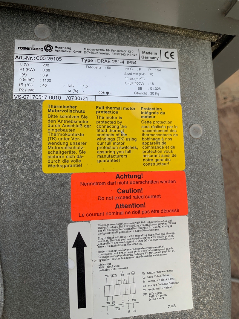 德国洛森林风机 COO-25105 DRAE 251-4 lP54 230V 0.88A