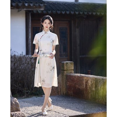 进口旗袍女新中式复古风2025夏新款小个子年轻款改良奥黛日常可穿