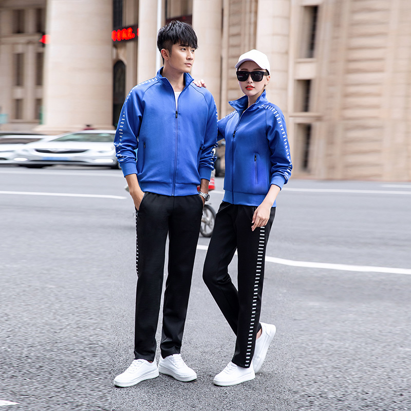 定制新款春秋男女运动套装团体校服干服印字logo情侣学生装跑步服