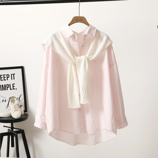 针织披肩两件套装 衬衫 女上衣潮 WEILIAN威廉93012刺绣字母长袖 新款