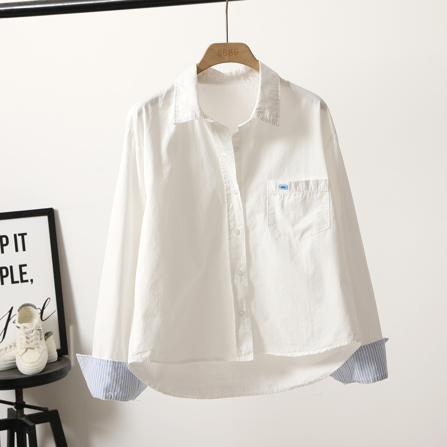 春季新款小清新纯棉长袖白衬衫女小个子短款休闲百搭叠穿衬衣外套,女装/女士精品,衬衫,淘宝优惠券,粉丝福利购,淘宝优惠卷