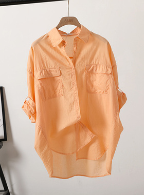 JYL9927#纯棉中袖衬衫女2025夏季新款休闲衬衣糖果色防晒衬衣上衣