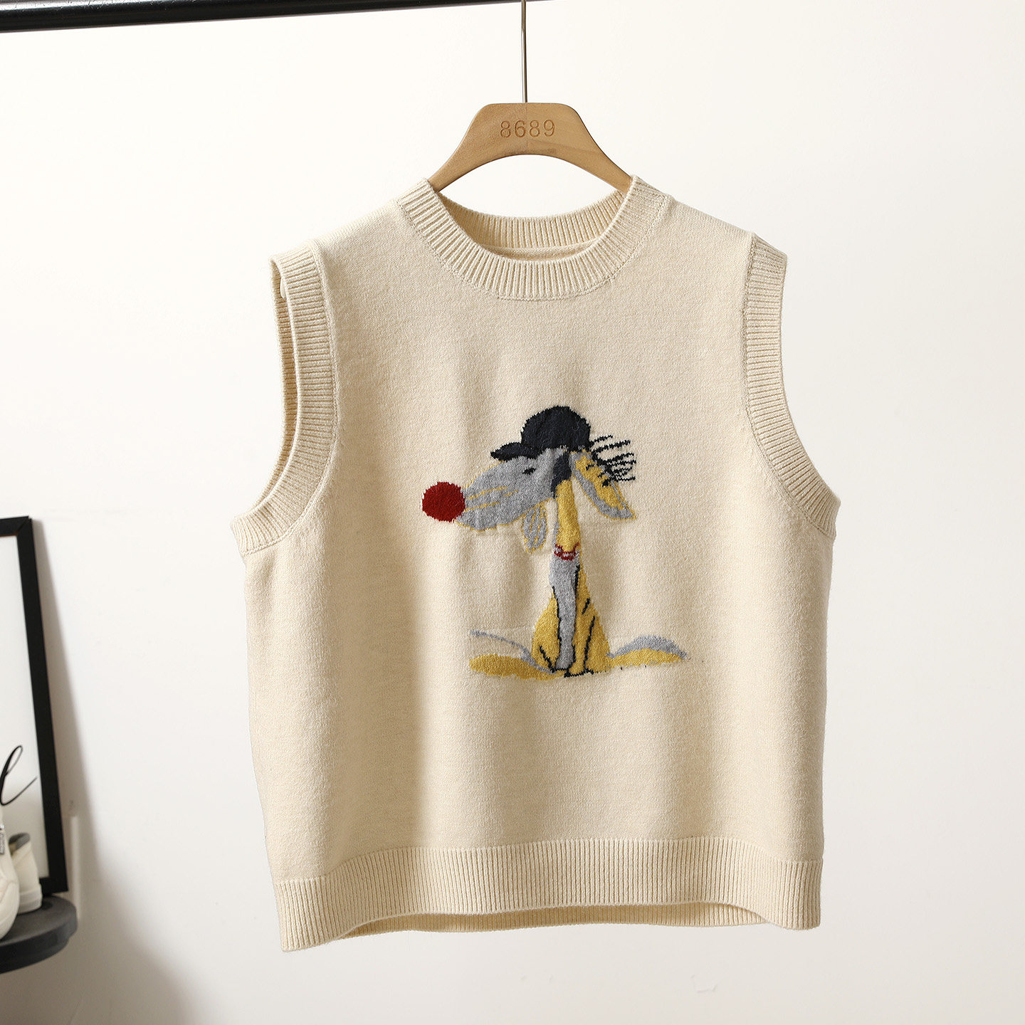 卡通提花红鼻子小狗针织马甲女2026早春新款无袖叠穿坎肩上衣背心,女装/女士精品,马夹,淘宝优惠券,粉丝福利购,淘宝优惠卷
