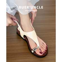 真皮版！法式小众凉鞋女款夏季外穿2025新款仙女风厚底套趾罗马鞋