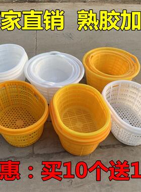 大号圆形塑料篮西瓜篓椭圆形腰框运输水产海鲜筐泥鳅箩水果蔬菜筐