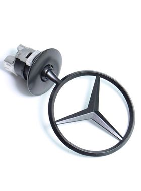 适用奔驰E级立标S320黑色标志W211机盖金色标E300 S350引擎盖车标