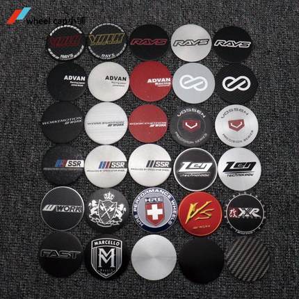 4个价/50mm轮盖标WORK  HRE  OZ RAYS黑白色 SSR轮胎中心盖贴标志