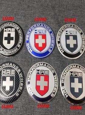 改装台产HRE轮毂中心盖贴标 轮胎盖标45MM50MM56MM60MM65MM黑彩标