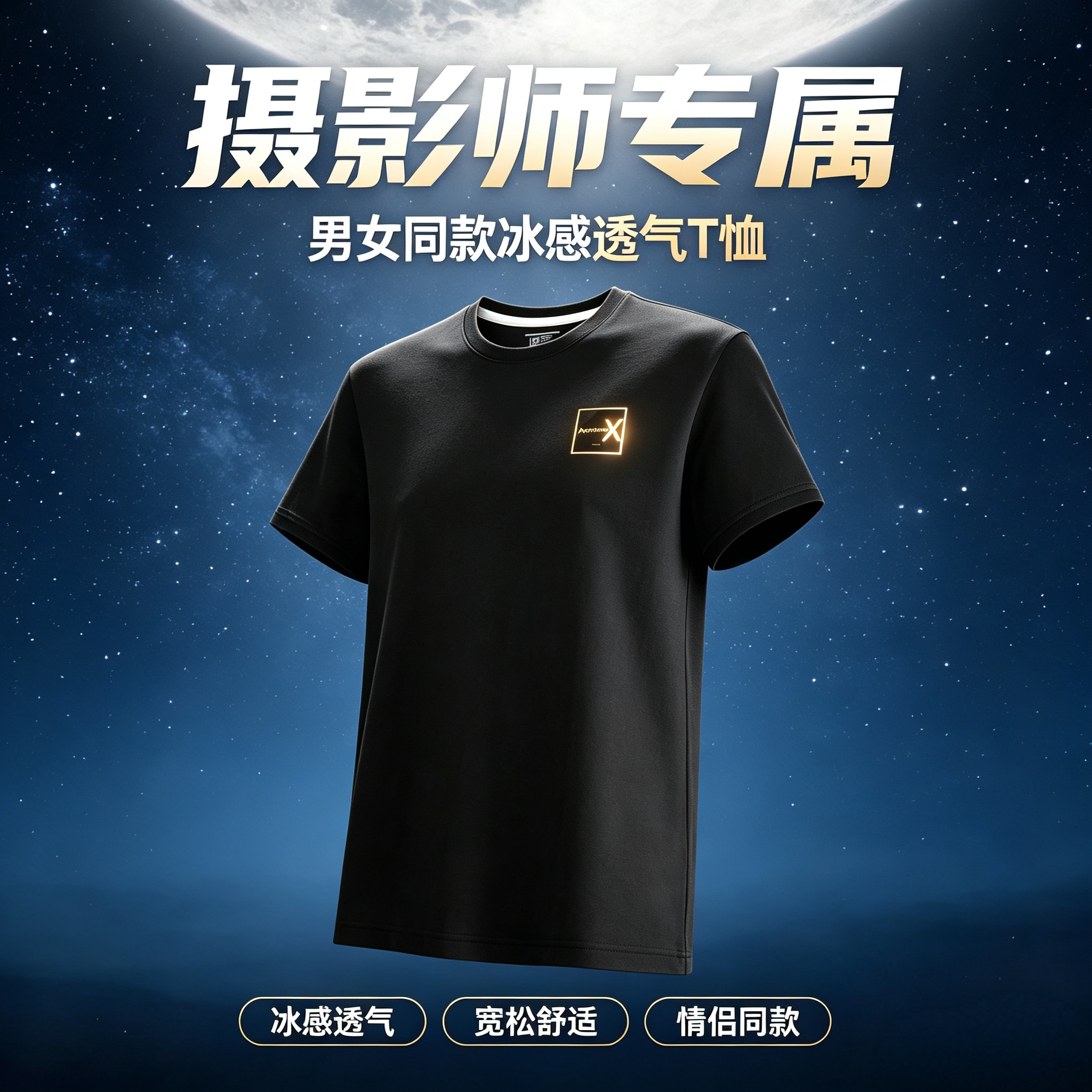 光圈X摄影师服装冰感速干短袖T恤男女同款情侣装运动休闲圆领上衣