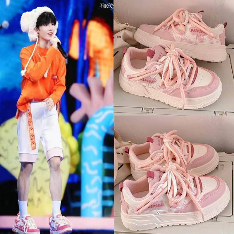 登陆少年团苏新皓同款板鞋厚底设计感鞋子新款小众ins港风面包鞋