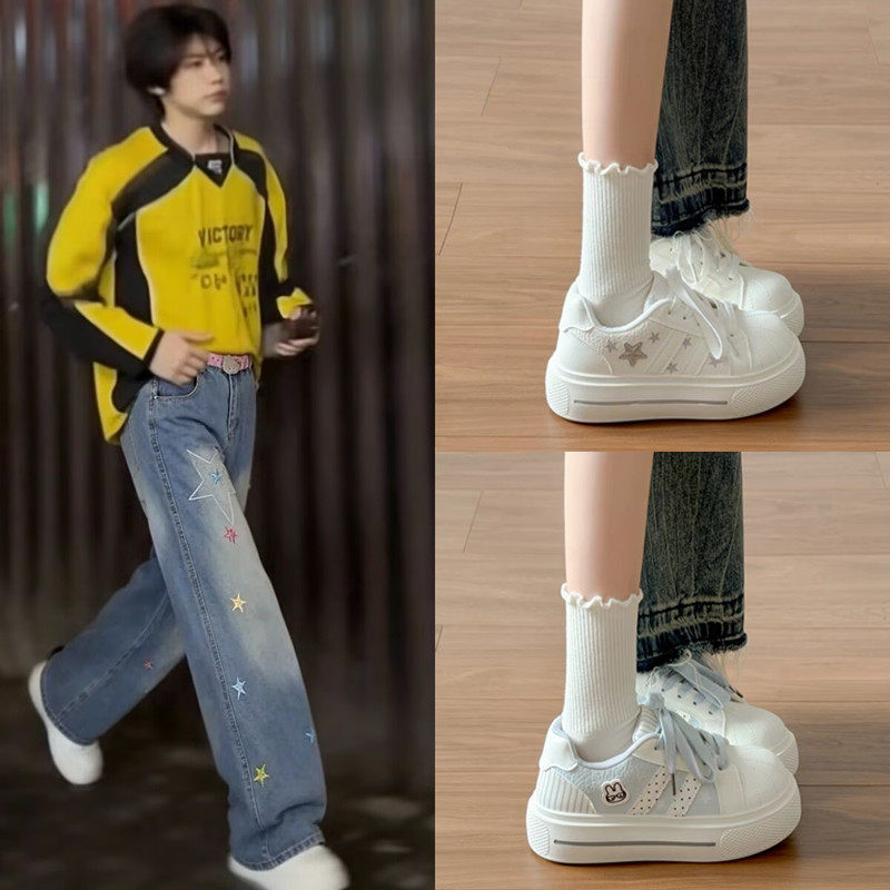 TF家族陈奕恒同款贝壳头厚底板鞋不撞款2026小白鞋百搭学生面包鞋