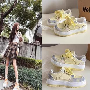 过去完成时鞠婧祎明星同款小白鞋2025爆款春厚底轻便软底百搭板鞋