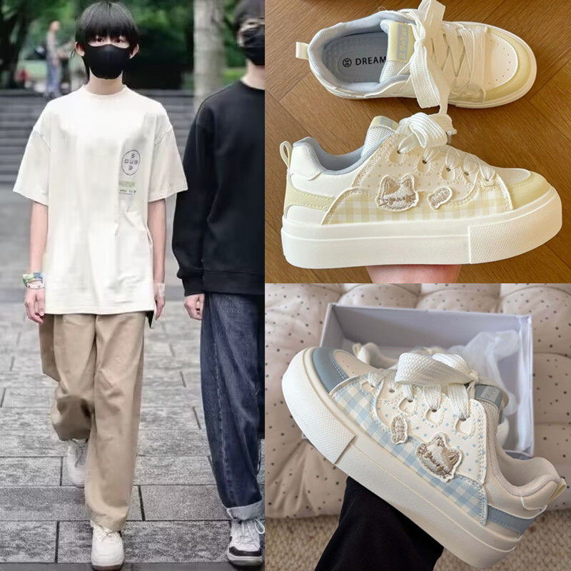 TF家族陈奕恒同款猫咪小白鞋2026夏季百搭透气初中生可爱运动板鞋