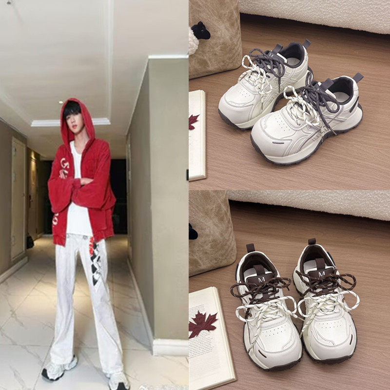TF家族四代张桂源同款厚底丑萌老爹鞋增高轻便运动显脚小夏运动鞋
