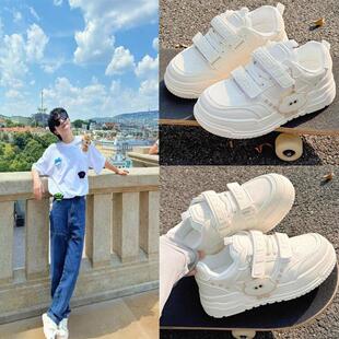 周深明星同款可爱厚底小白鞋2024秋冬新款爆款百搭运动鞋休闲板鞋