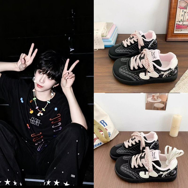 TF家族陈浚铭同款厚底德训小黑鞋甜酷小众原创设计chic秋休闲板鞋