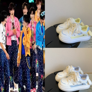 时代少年团楼非楼宋亚轩马嘉祺同款厚底加绒小白鞋冬厚底面包板鞋