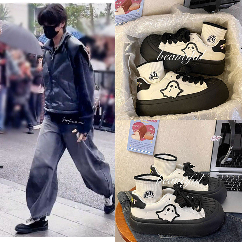 TF家族4代王橹杰同款复古大头鞋厚底圆头拼色平底运动休闲板鞋潮,女鞋,休闲板鞋,淘宝优惠券,粉丝福利购,淘宝优惠卷