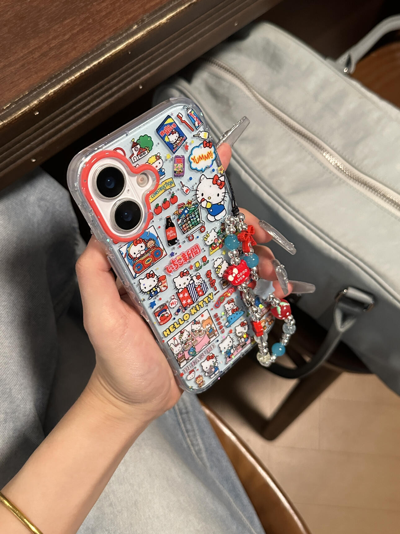 透蓝色满屏kt购物车iPhone16/15手机壳双层iPhone14防摔15ProMax苹果可爱iPhone16promax防摔15pro韩系14软,3C数码配件,手机保护套/壳,淘宝优惠券,粉丝福利购,淘宝优惠卷