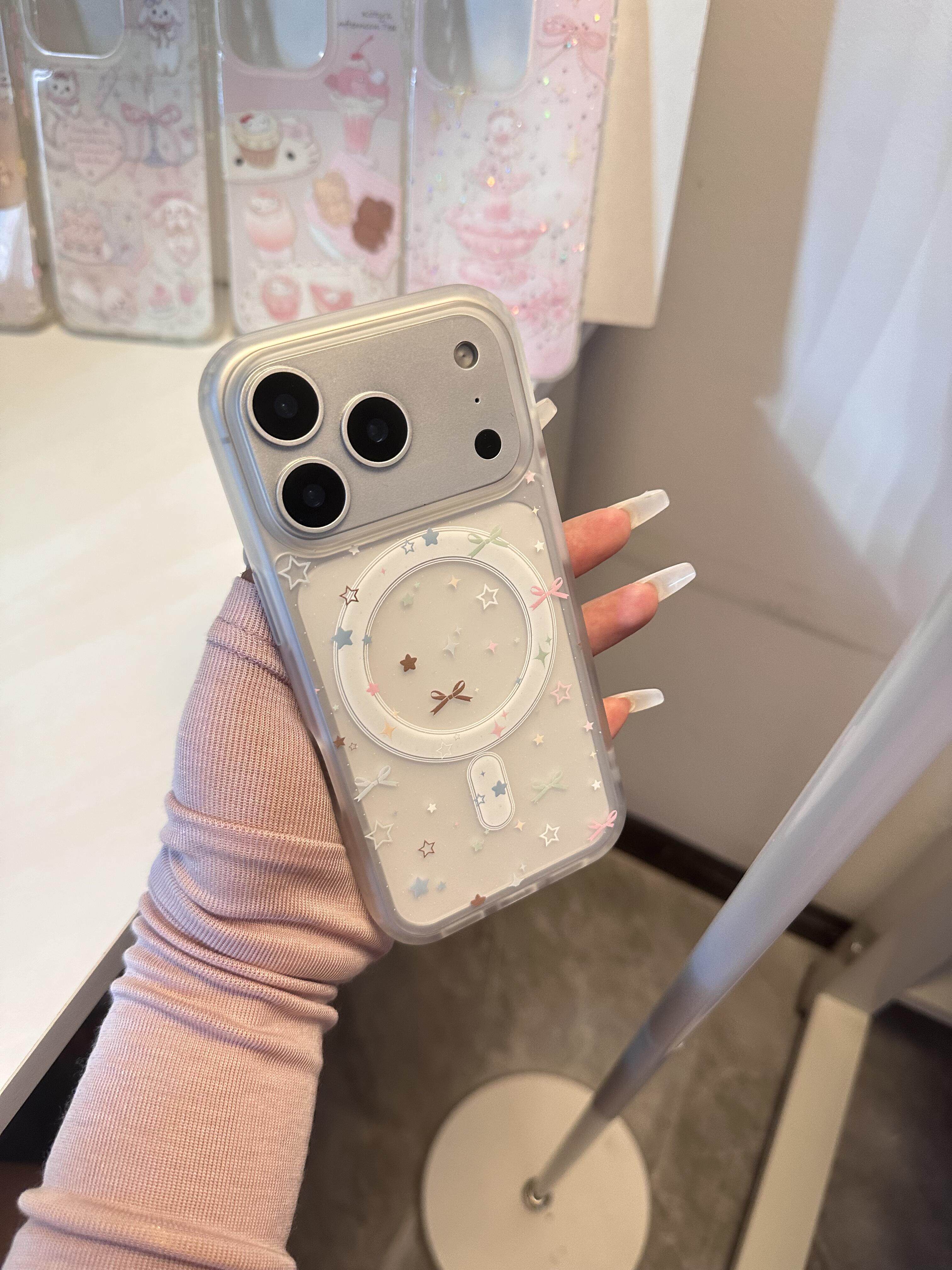 磨砂肤感温柔白色蝴蝶结磁吸韩系ins手机壳18promax17promax苹果18proiphone17pro保护双层iPhone17