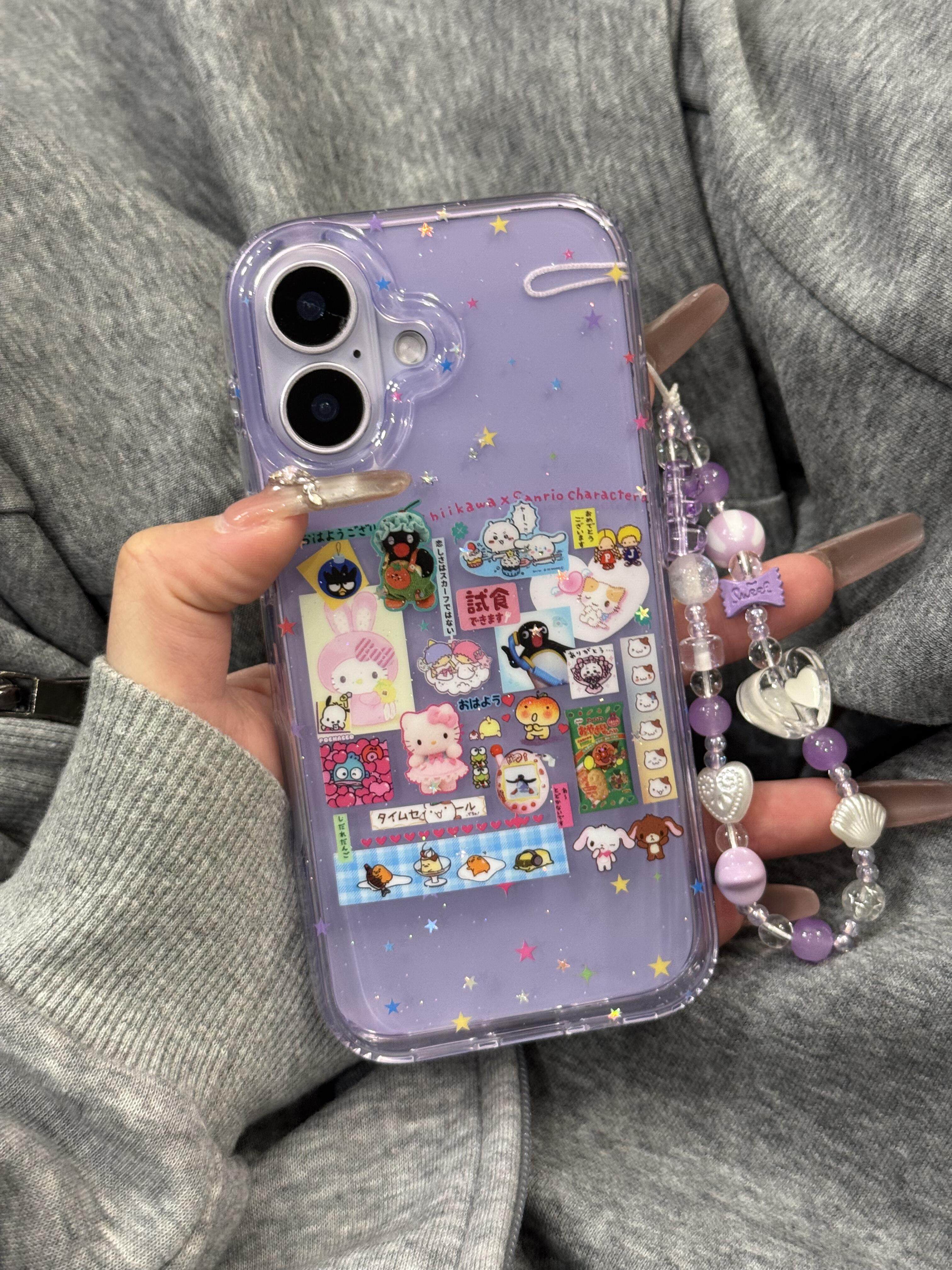 古早味透紫色小企鹅插画手机壳17promax保护iphone15女iPhone16pro双层iphone16卡通iPhone17苹果15pro