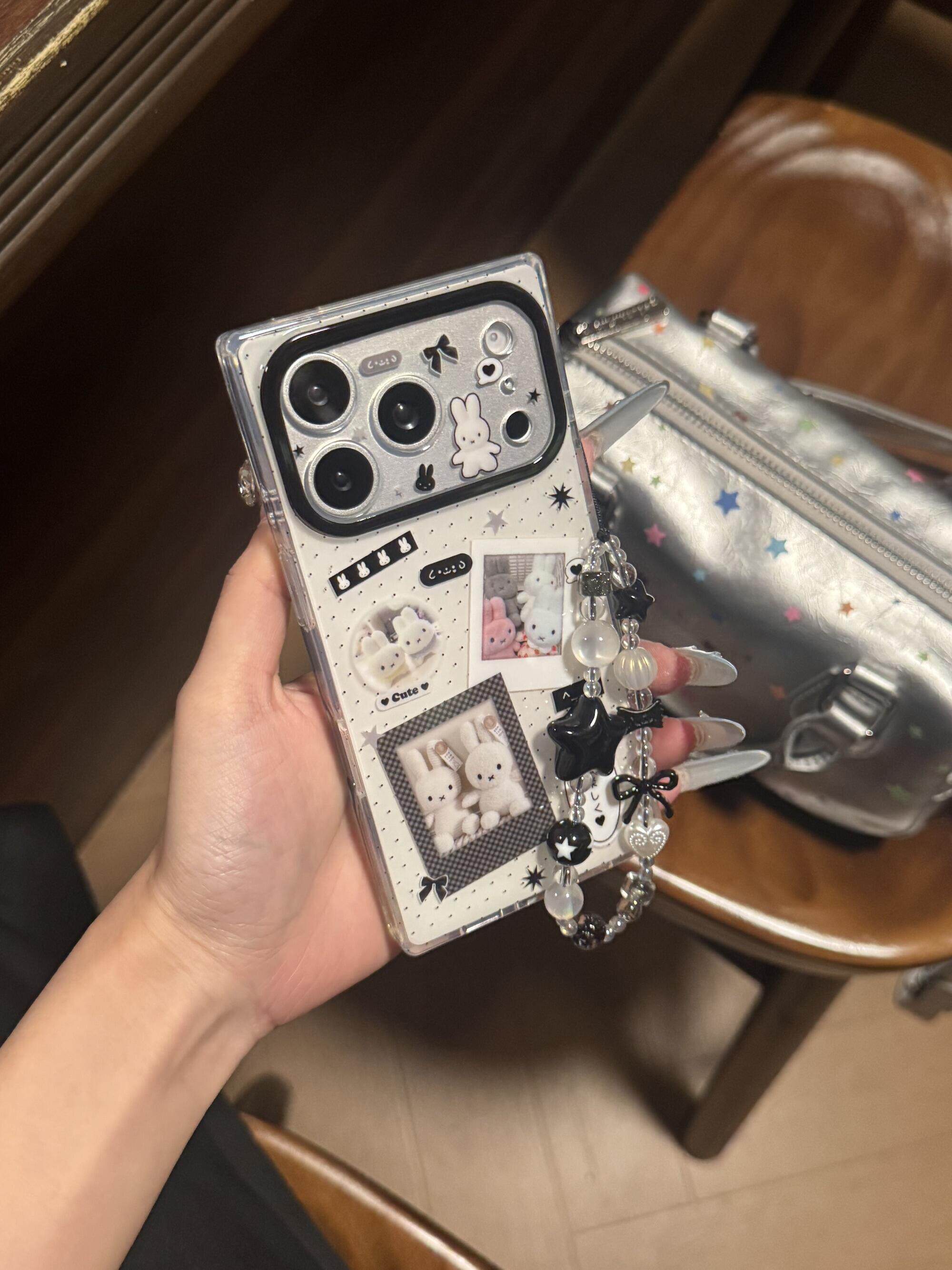白底黑白米菲拍立得波点韩系ins风18pro17pro手机壳18promax17promax保护iphone15女款16pro双层卡通iPhone17