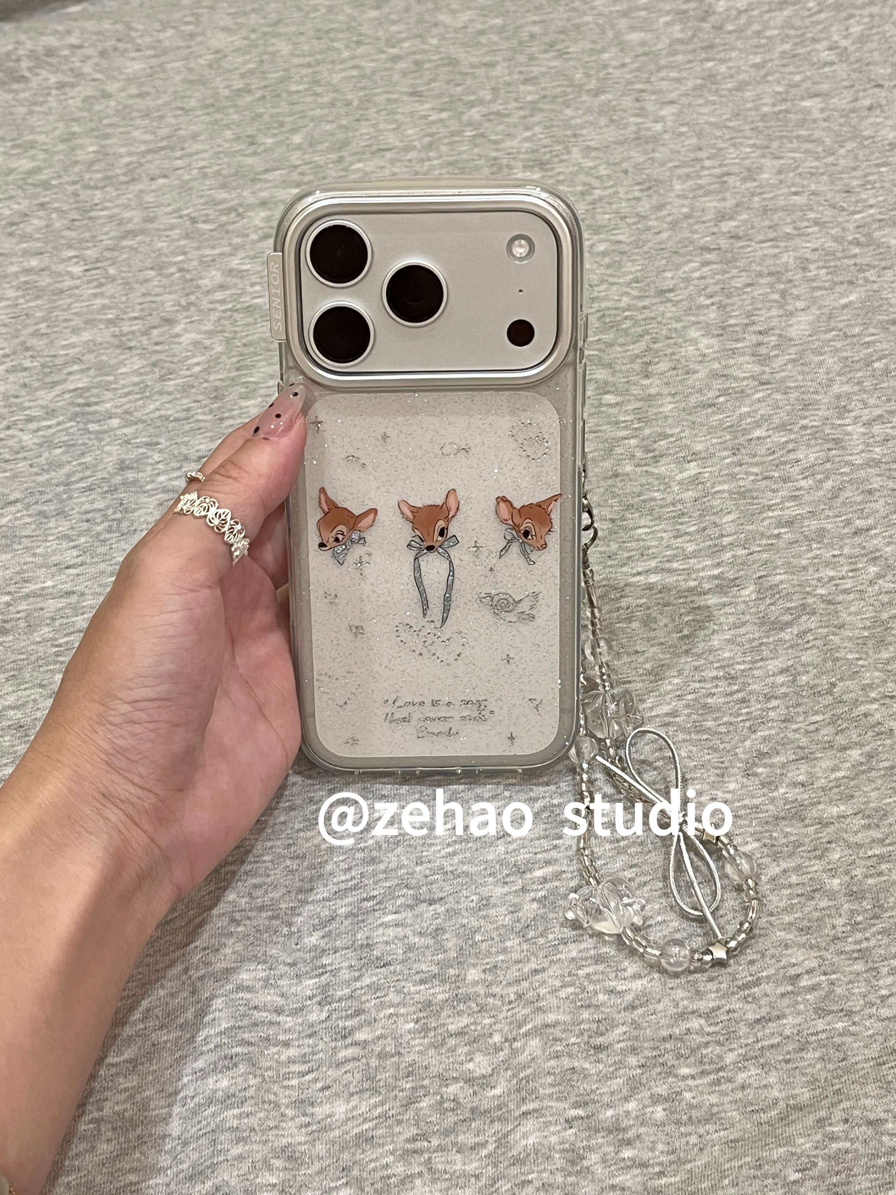 银镜框细闪斑比脑袋韩系ins风17pro手机壳17promax保护iphone15女款16pro双层16卡通iPhone17苹果15pro,3C数码配件,手机保护套/壳,淘宝优惠券,粉丝福利购,淘宝优惠卷